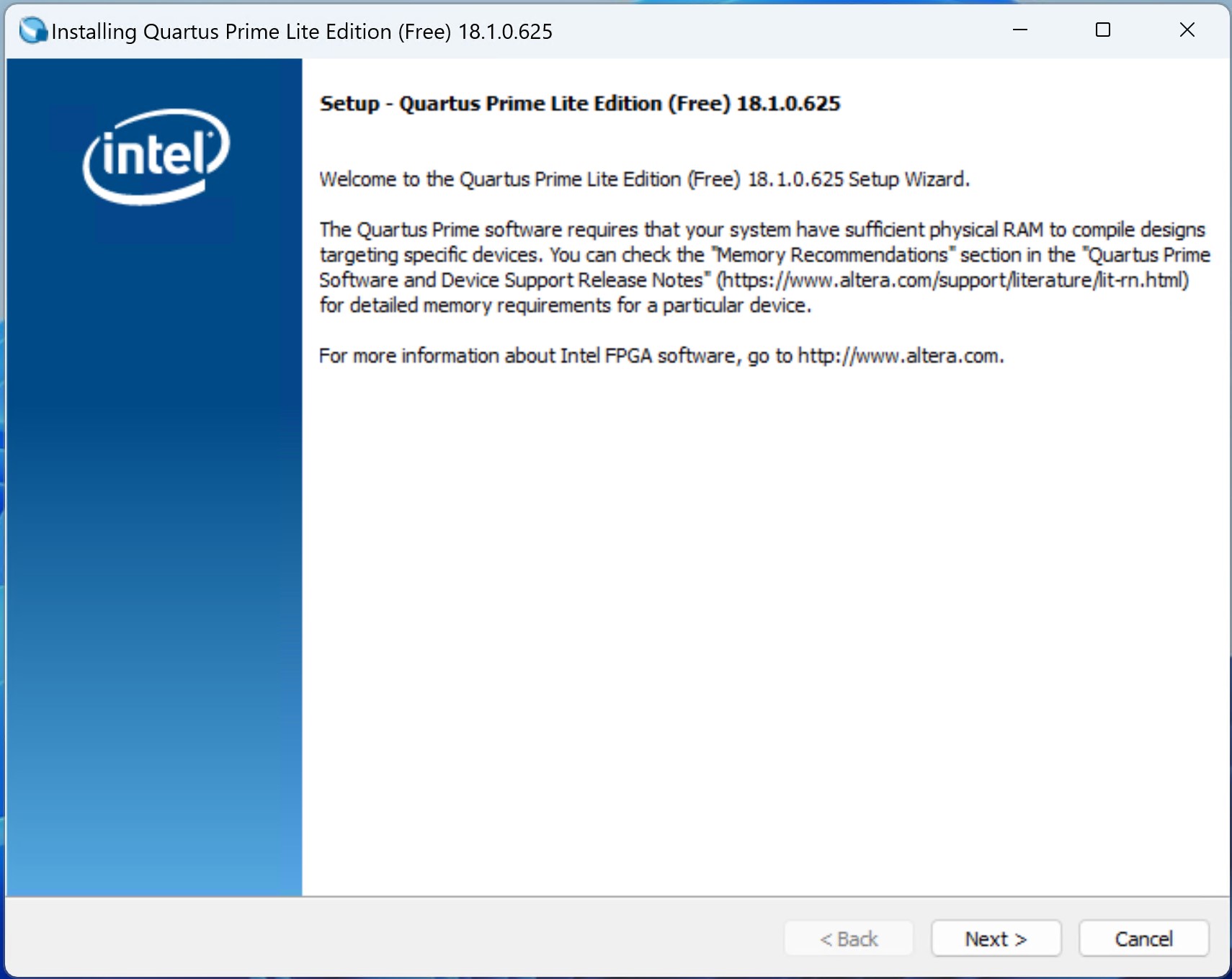 Intel Setup Image 1