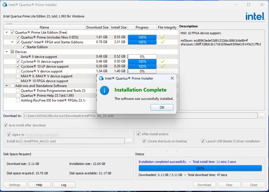 Installer done