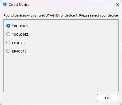 Checking the right FPGA